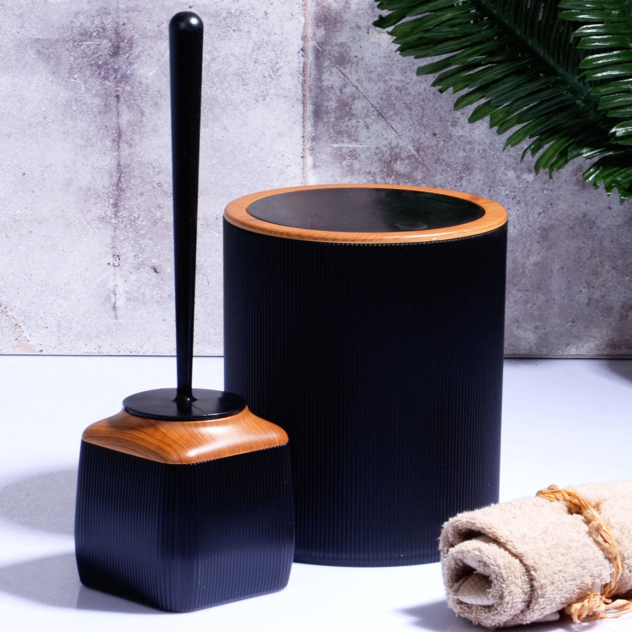 Kosova Banyo Seti Fitil 2 Li Ahşap Siyah FTL-0023