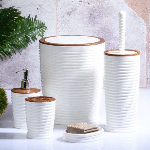 Kosova Banyo Seti 5 Li Elegans Ahşap Beyaz ELG-0006