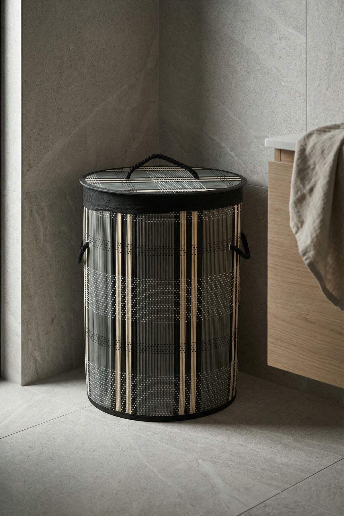 Acar Bambu Çamaşır Sepeti Gray SIYU-08906