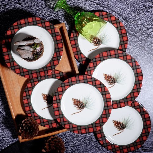 Kosova 6'Lı Pasta Tabak Kozalak 20 Cm YLB-1105