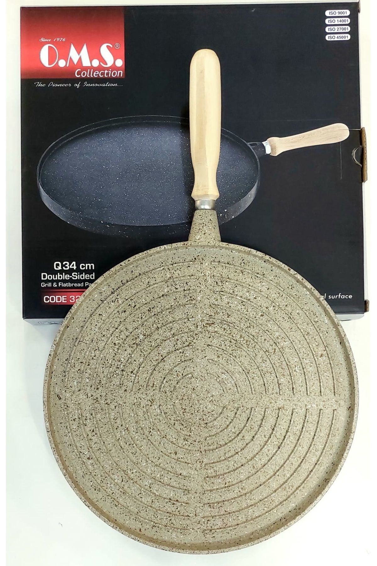Oms 34 Cm Döküm Çift Taraflı Tava Kumbeji 3285