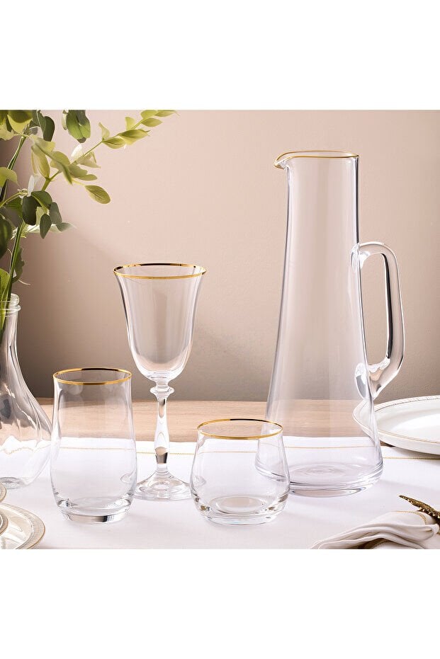 Evaliza 37 Parça Crystalite Bardak Takımı Gold