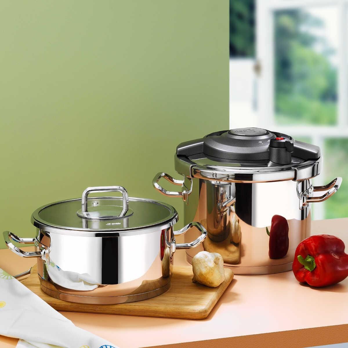 Aryıldız Touch & Cook Kanka Düdüklü Tencere Seti 6 + 4 Litre Ar258255