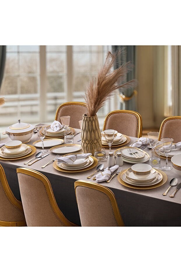 Evaliza 60 Parça Viyanna Yemek Takımı Simli Gold