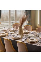 Evaliza 60 Parça Viyanna Yemek Takımı Simli Gold