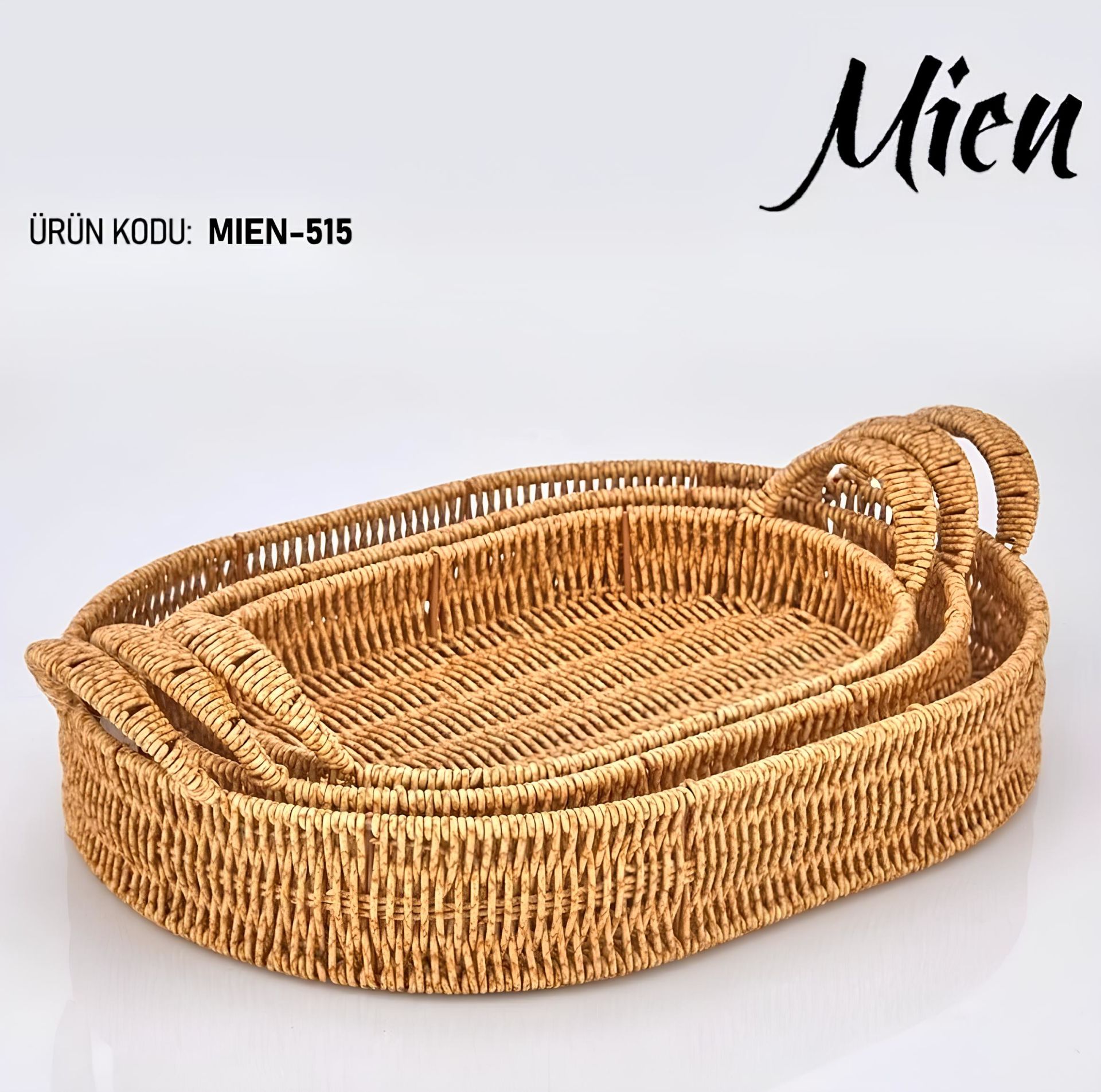 Mien 515 Rattan 3 lü Oval Tepsi