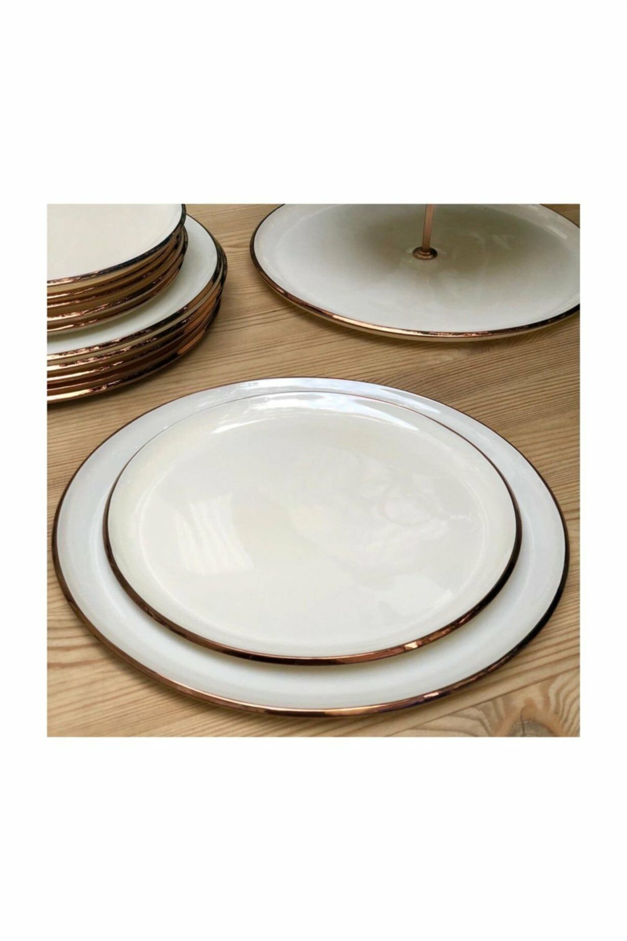 Glore 21 Cm Solid Krem Pasta Tabağı 6 Lı Rose Gold 25025