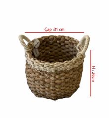 Sever Hasır Sepet Seagrass Kulplu Yuvarlak Orta 7458