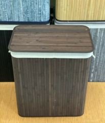 Sever Bambu Çamaşır Sepeti Dikdörtgen 2 Bölmeli 33323 Kahverengi