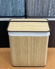 Sever Bambu Çamaşır Sepeti Dikdörtgen 2 Bölmeli 33301 Naturel