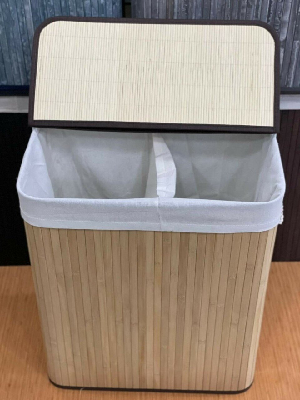 Sever Bambu Çamaşır Sepeti Dikdörtgen 2 Bölmeli 33301 Naturel