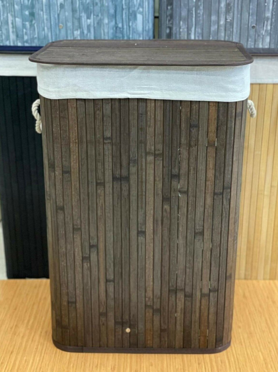 Sever Bambu Çamaşır Sepeti Dikdörtgen 33235 Kahverengi