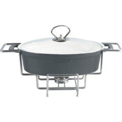 Lotus Fırın Kabı Oval Standlı 30 Cm Porselen Siyah 5574/11.5B