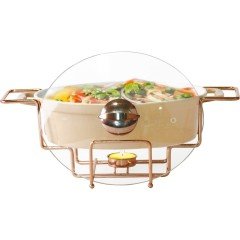 Lotus Fırın Kabı Oval Standlı 30 Cm Porselen Rose Gold 5574/11.5A