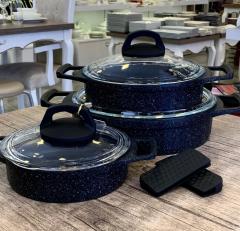 Arow Sahan Seti 6 Parça Döküm Siyah TR-3009