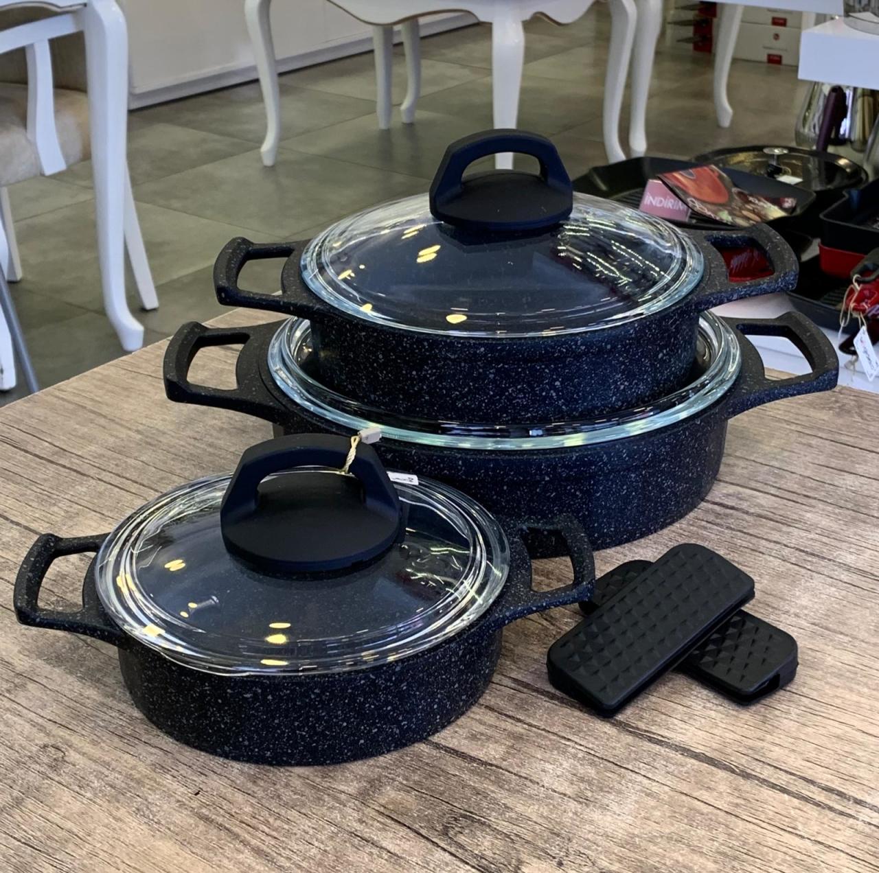 Arow Sahan Seti 6 Parça Döküm Siyah TR-3009