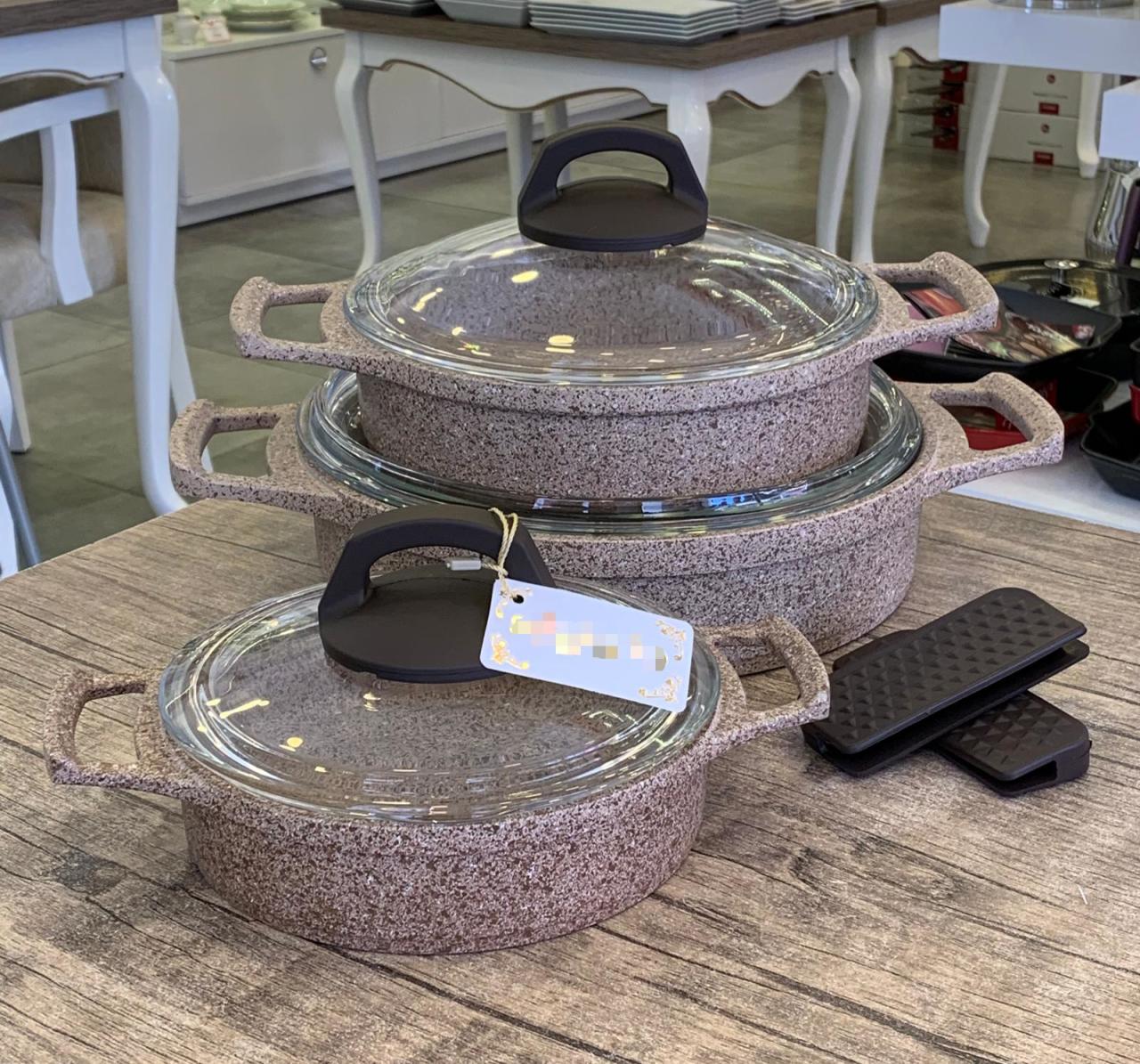 Arow Sahan Seti 6 Parça Döküm Bej TR-3009