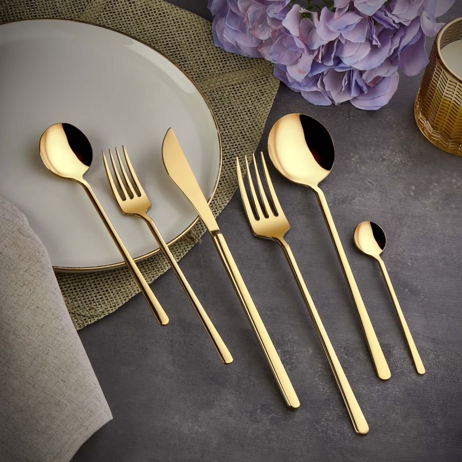 Arow 36 Parça Milano Lüx Çatal Kaşık Bıçak Seti Gold Tr-3701-G