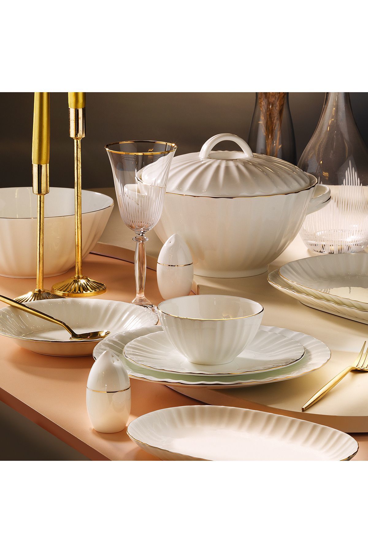Aryıldız 60 Parça Bone Yemek Takımı Rose 34007