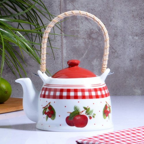 Kosova Porselen Mela Rossa Bitki Çayı Demlik 593