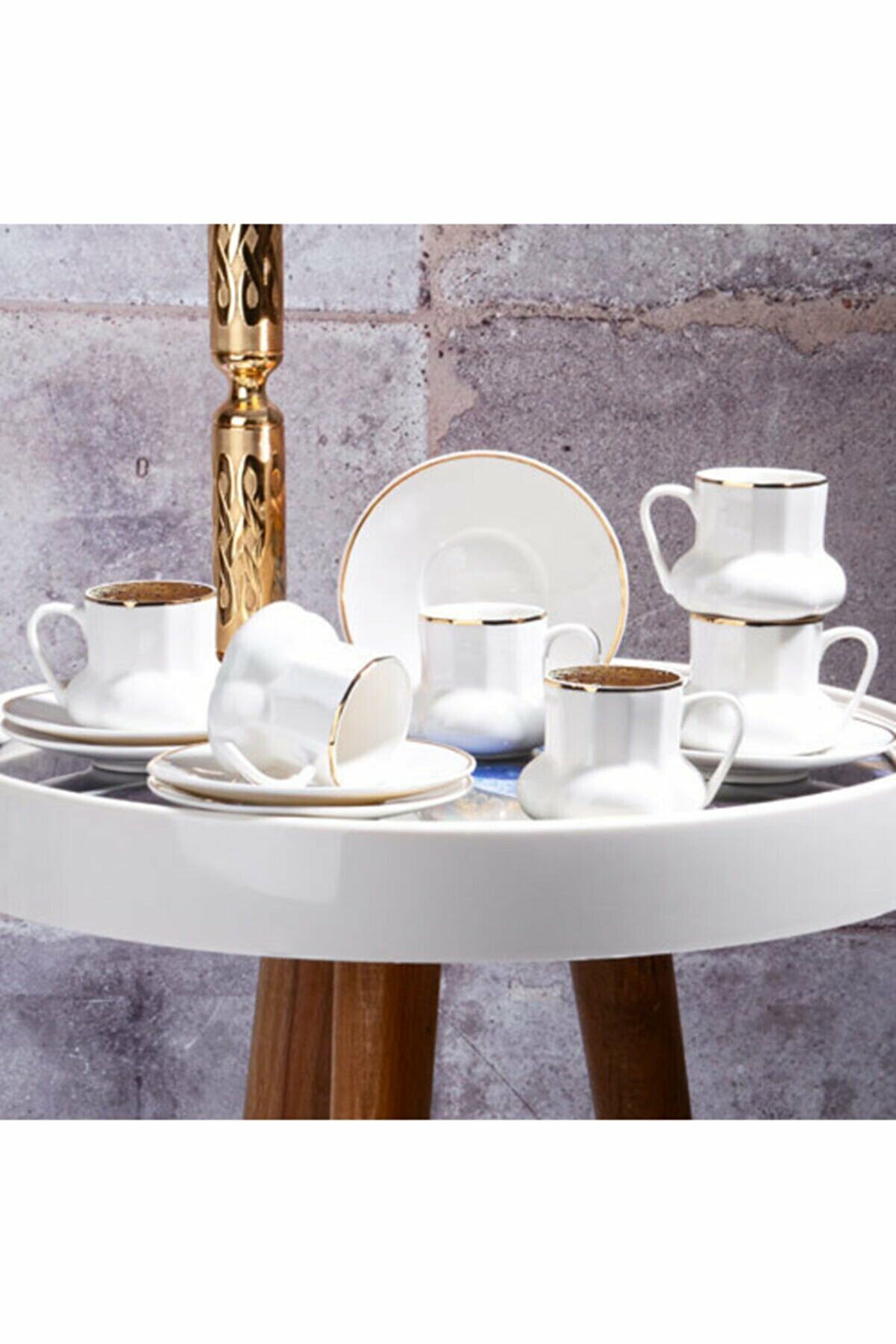 Kosova Porselen Kahve Fincanı 6 Lı New Bone Yaldızlı BYZ-011