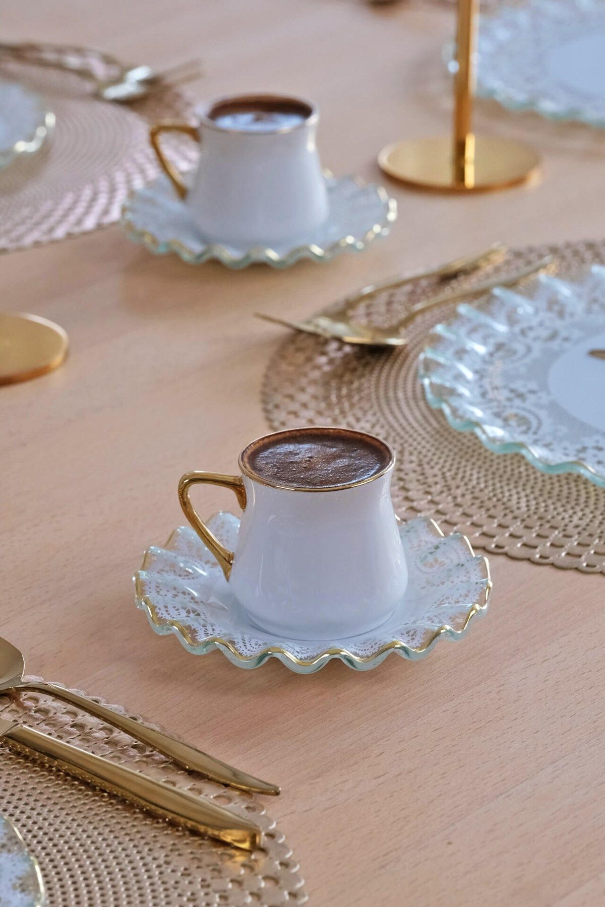 Glore Kahve Takımı 6 lı Marche Altın 83490