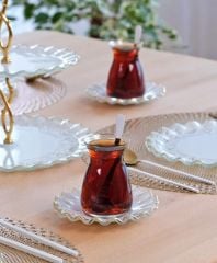 Glore Marche 12 Parça 6 Kişilik Altın Yaldızlı Cam Çay Bardağı Takımı 83489