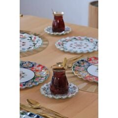 Glore Lusaka Altın Yaldızlı 12 Parça 6 Kişilik Cam Çay Takımı 83619