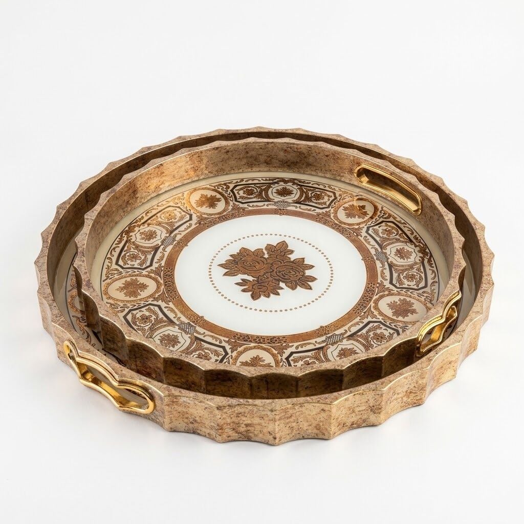 Arow Tepsi 2 li İtalyan Desenli Gold TR-7359