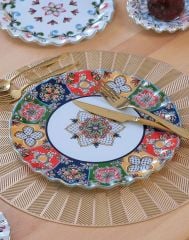 Glore Lusaka 6 Kişilik Altın Yaldızlı Cam Servis Tabağı Takımı 83622