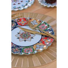 Glore Lusaka 6 Kişilik Altın Yaldızlı Cam Servis Tabağı Takımı 83622