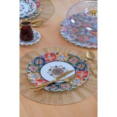 Glore Lusaka 6 Kişilik Altın Yaldızlı Cam Servis Tabağı Takımı 83622