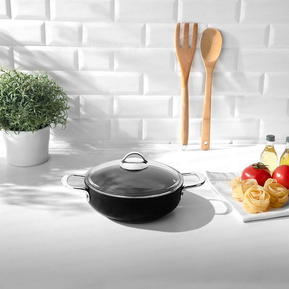 Nehir Galaxy Tıtanıum Kısa Tencere 26 Cm Siyah