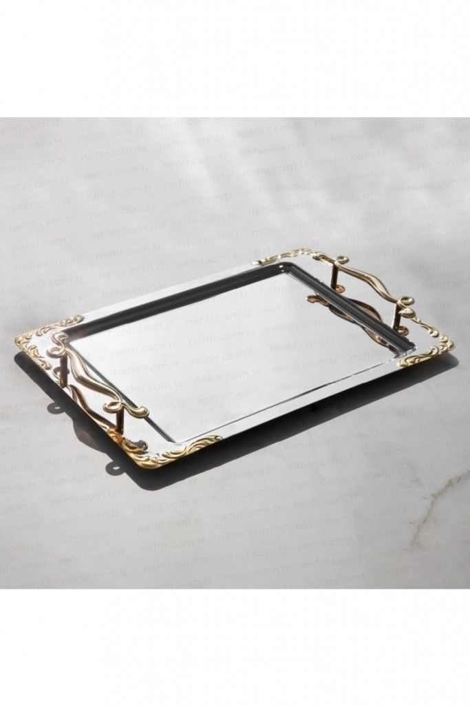 Nehir Lalezar Çay Tepsi Altın