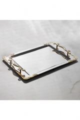 Nehir Lalezar Çay Tepsi Altın