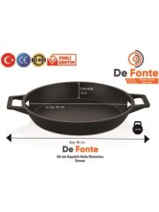 DeFonte Döküm Demir Çap 36 Cm Kavurma Tavası - Yuvarlak Ve Derin