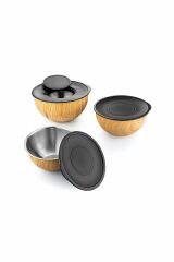 Bambum Metal Karıştırma Kabı 3 Lü Rose Wood B4595