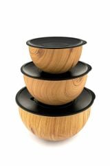 Bambum Metal Karıştırma Kabı 3 Lü Rose Wood B4595
