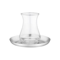 Glore 12 Parça Çay Takımı Alya Krom Metal Tabaklı 83175