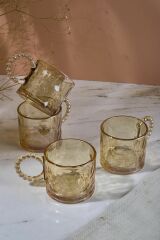 Perotti Cam Kupa 4 Lü Ringo Stone Amber 200 Ml 15918