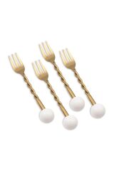 The Mia 4 Parça Kek Çatalı Gold Beyaz CKB0277