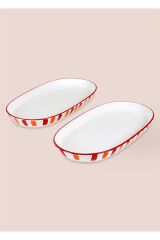 The Mia Servis Tabağı 2 Li Joy 17X30 Cm Renkli Oval JOY0004