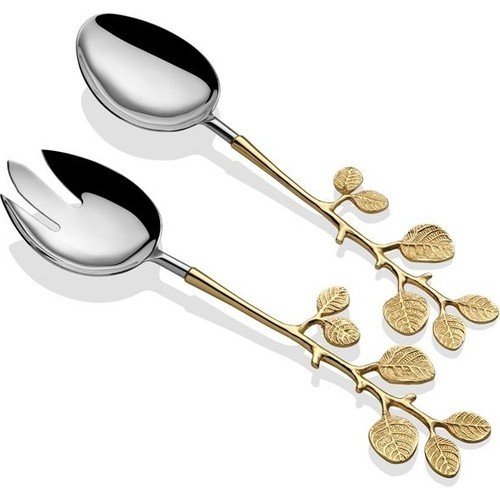 Lamedore Mınık Yaprak Desenli 2 Li Salata Seti Gold 7410S