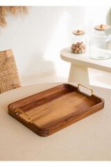 The Mia Tepsi Natura Akasya Metal Kulp 30X23 Cm NTR0006