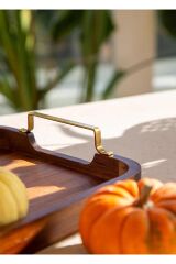 The Mia Tepsi Natura Akasya Metal Kulp 30X23 Cm NTR0006