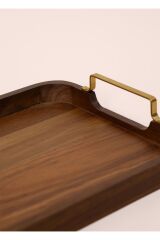 The Mia Tepsi Natura Akasya Metal Kulp 38X28 Cm NTR0005