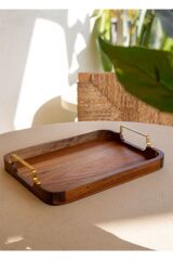 The Mia Tepsi Natura Akasya Metal Kulp 38X28 Cm NTR0005