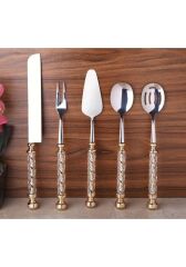 Roykıng Kristal 5 Parça Servis Seti Altın Saplı Eym 049