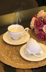 İpek Çay Fincan Takımı Platin Yaldızlı Rosen-100