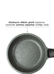 Nehir Gri 3 Parça Döküm Granit Tava Seti